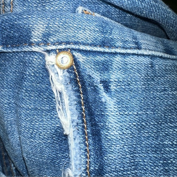 ZARA Trafaluc Denim Floral Embroidered Distressed Flare Jeans 4 Boho Festival - Picture 8 of 10